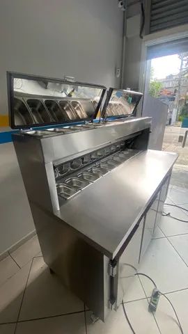 Pizzarola/condimentadora refrigeradora em aço inox sob medida com cubas - Foto 5