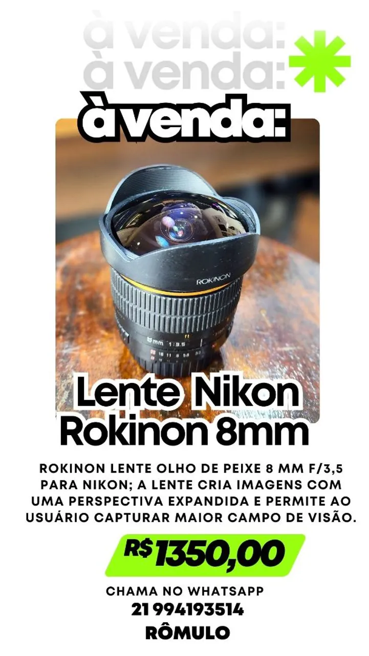 Lente Nikon Rokinon 8mm fishye