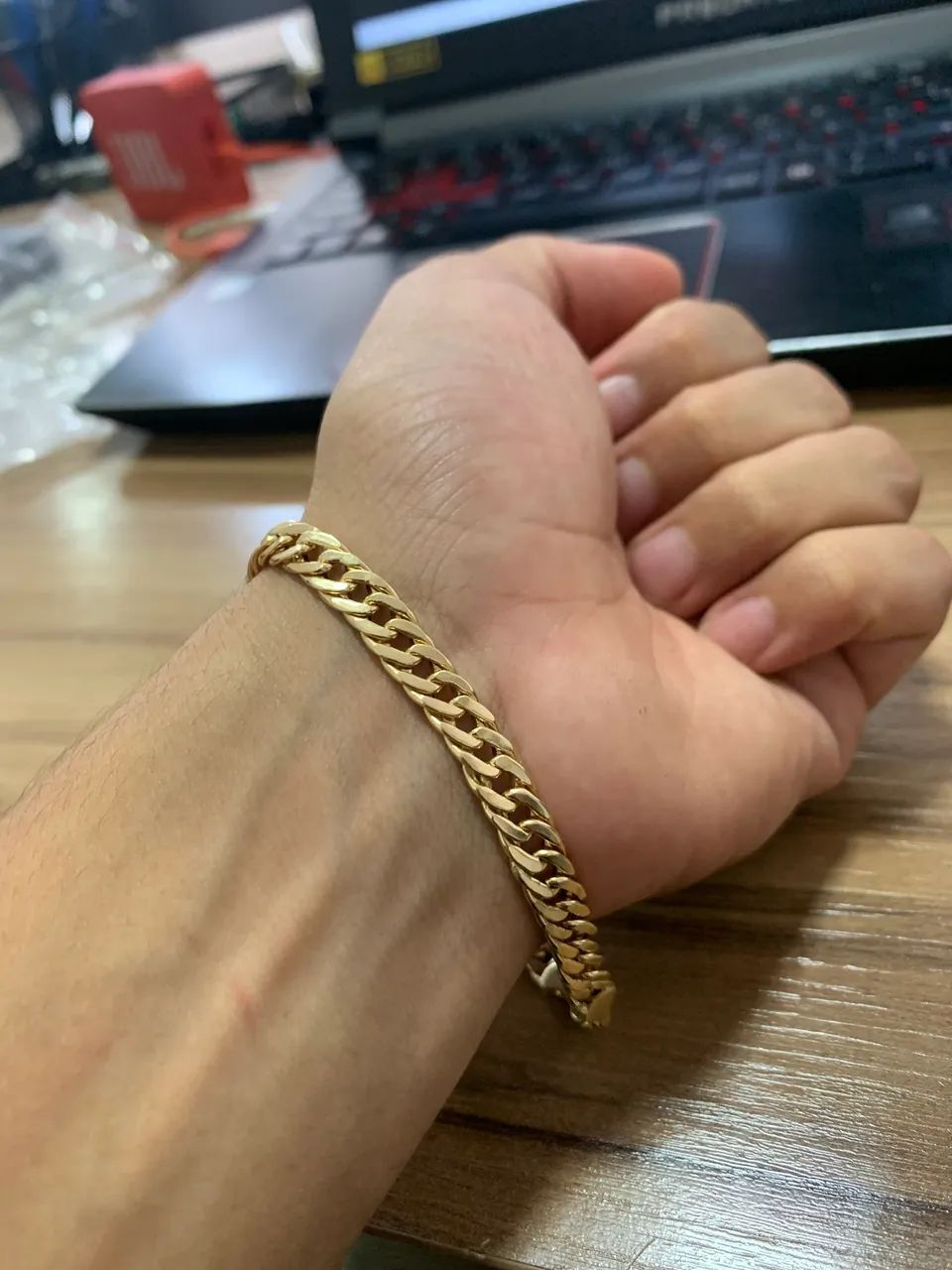Pulseira grumet dupla em ouro 18