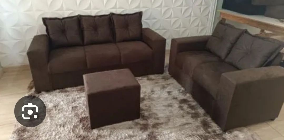 Conjunto de Sofás Marrom 2x3 lugares 