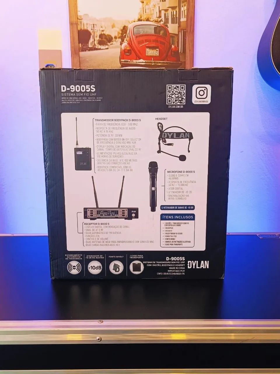 Microfone Dylan D-9005S um sistema sem fio duplo com Bastão e Bodypack Headset - Foto 4