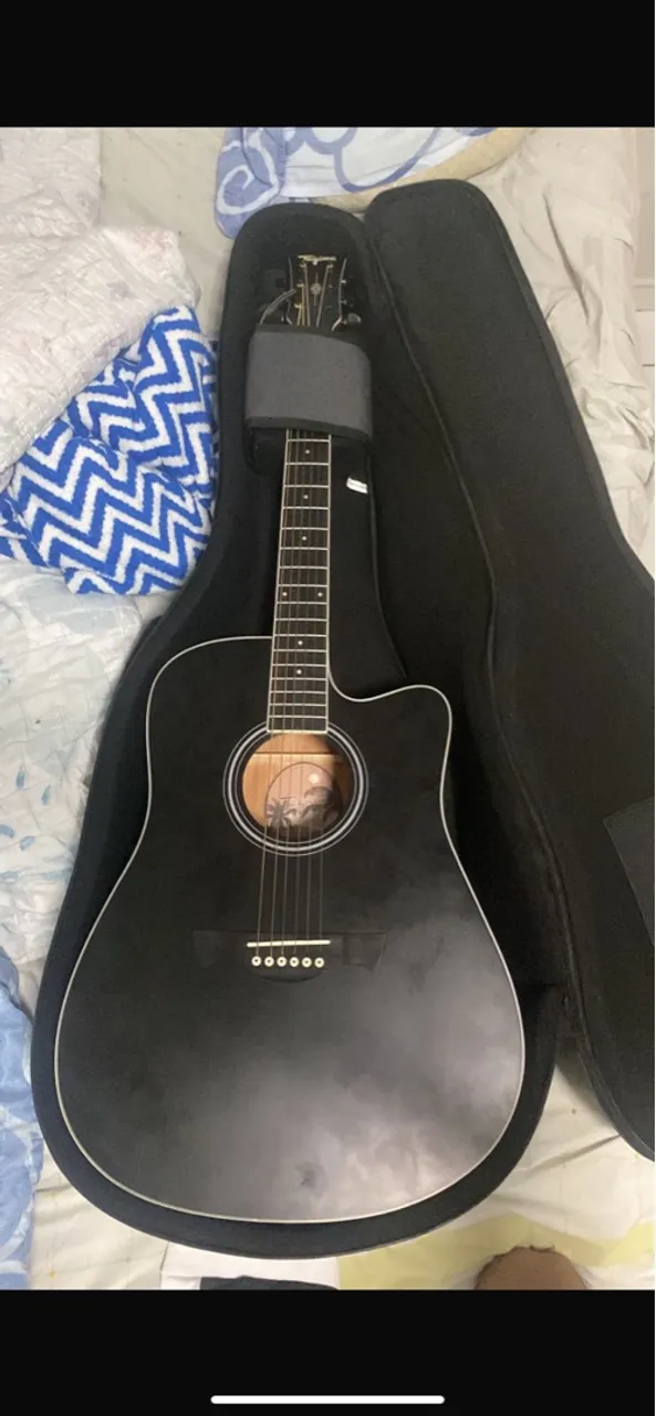 Violão Acústico Preto com Case