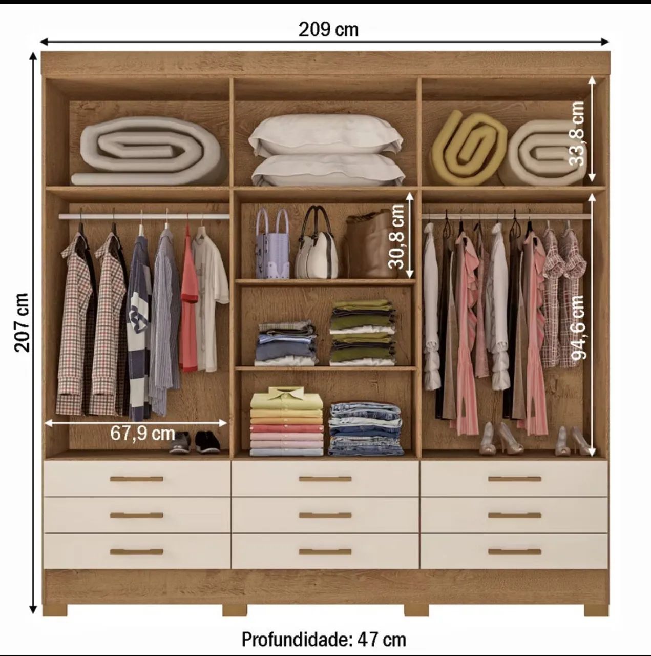 Guarda-Roupa Moderno 6 Portas e Gavetas - Foto 4