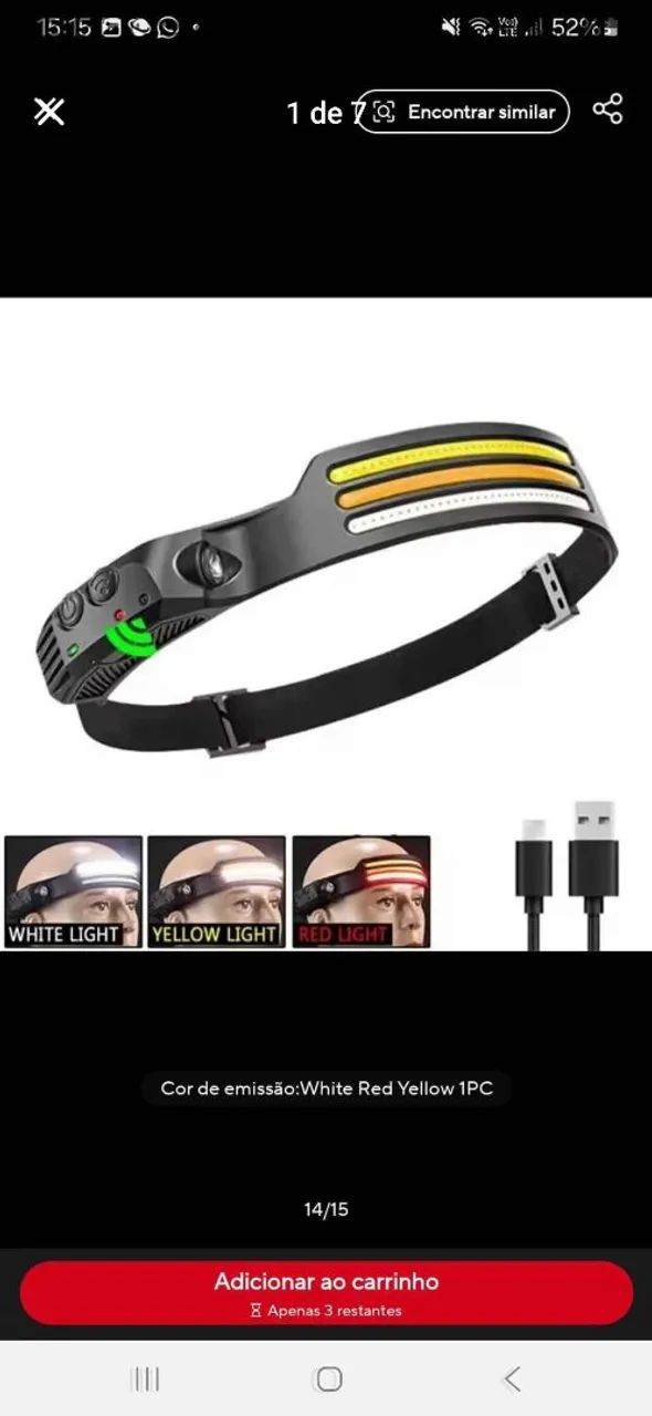 Lanterna de Cabeça LED - recarregáveis  - Foto 2