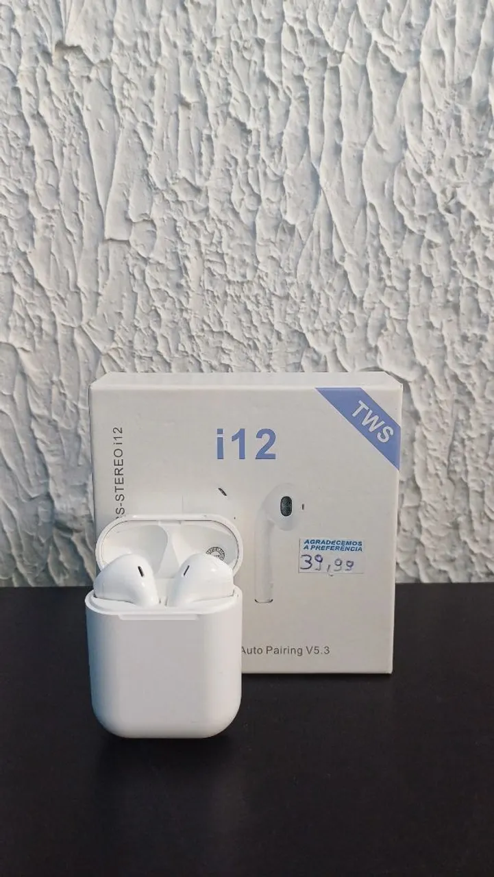 Fone de Ouvido Bluetooth i12 - Novo