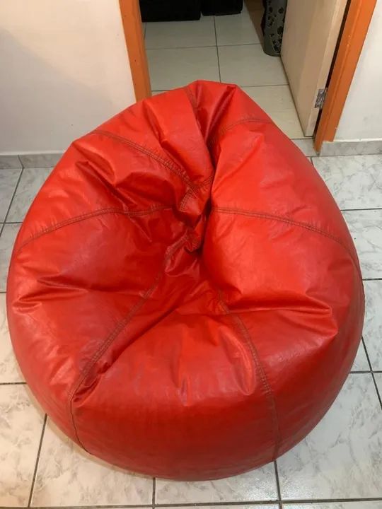 Puff Redondo Vermelho + Enchimento - Foto 2