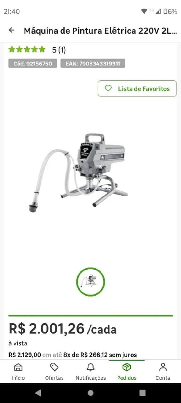 Máquina de Pintura Elétrica 220V 2L