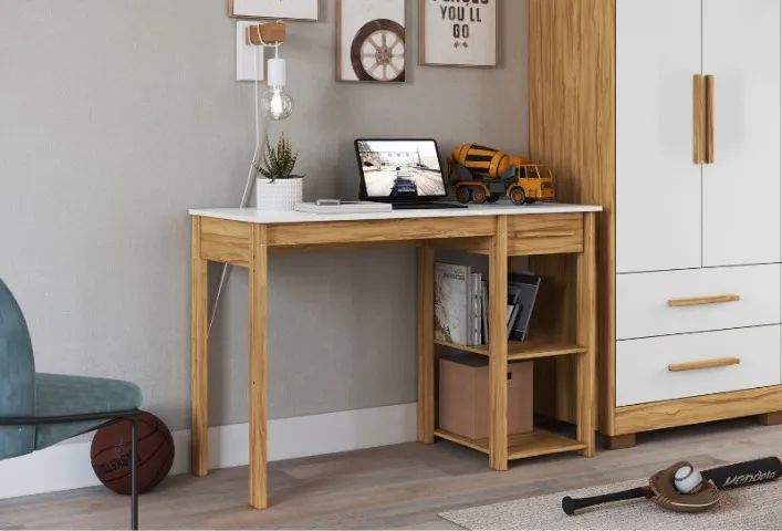 Mesa de Estudo com Gaveta, 100% MDF - Peroba