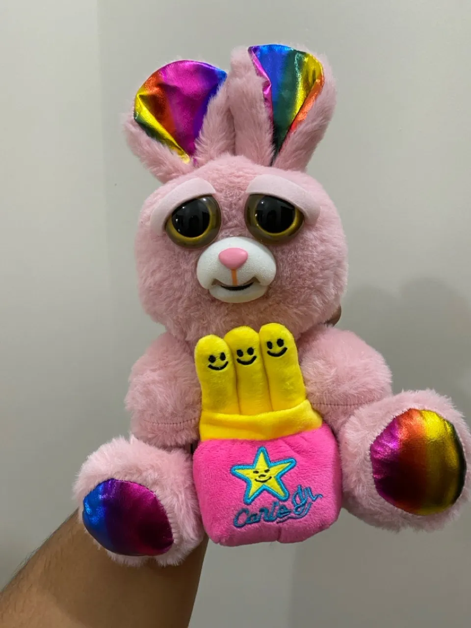 Br Machine Pelúcia Feisty Pets Coelho Rosa com Batata Frita