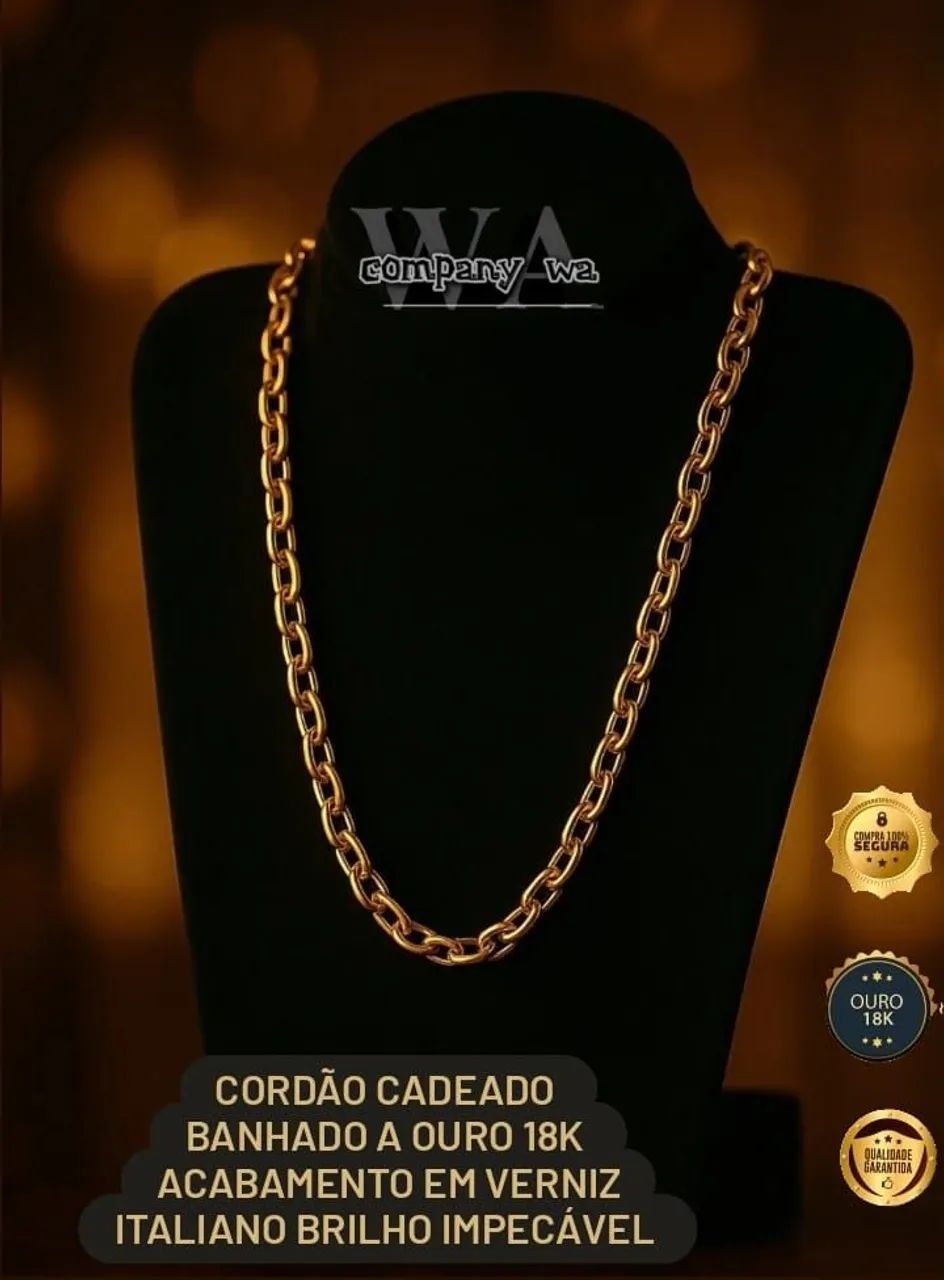 KIT CORDÃO MASCULINO BANHADOS A OURO 18K 