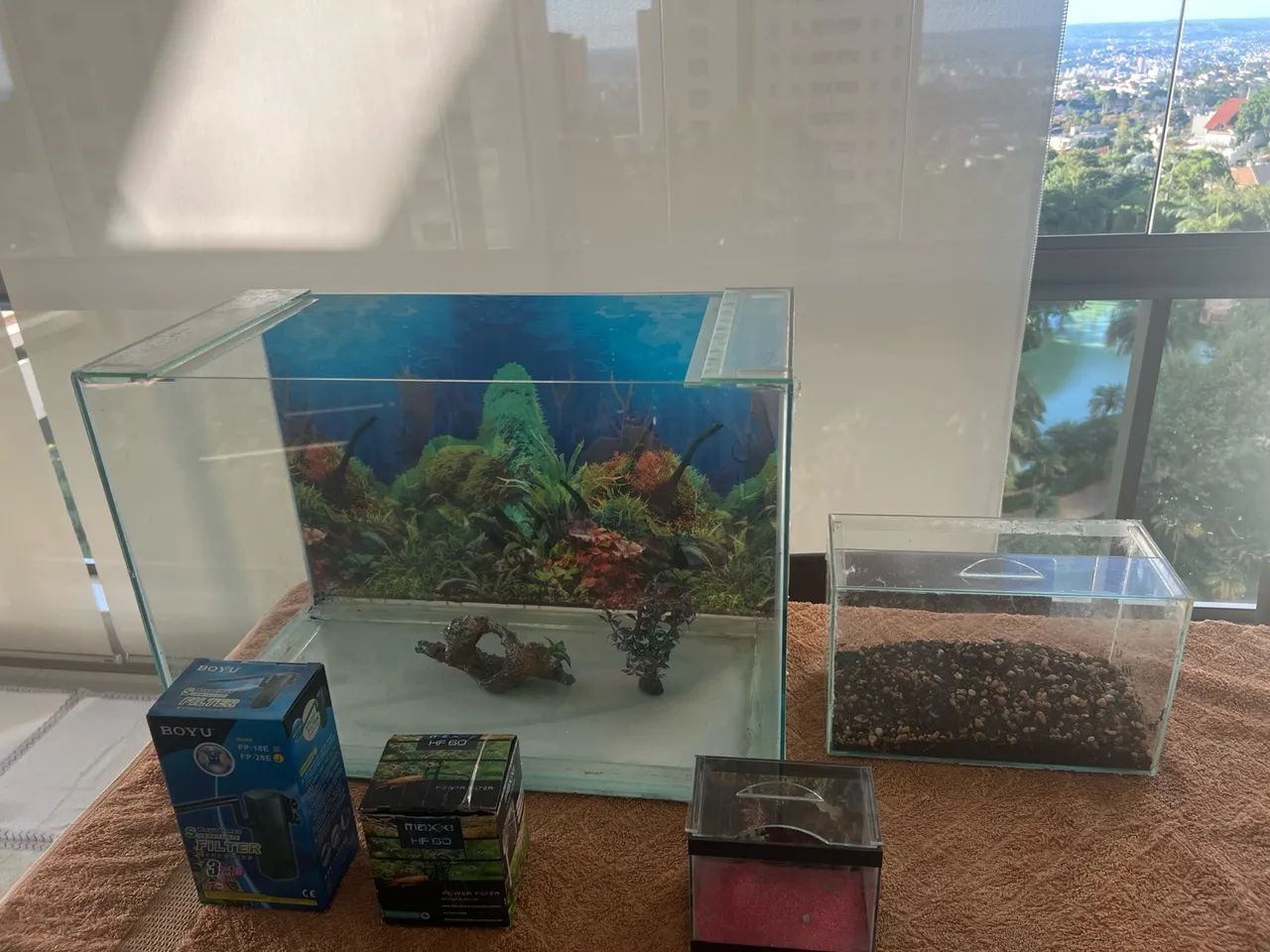 Conjunto de aquários de vidro e filtros interno Boyu FP-28E e Power Filter Maxxi HF - Foto 4
