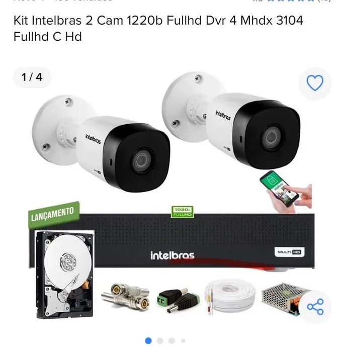 Kit Intelbras 2 Câmeras Full HD 1220b - DVR 4 Canais - 3104