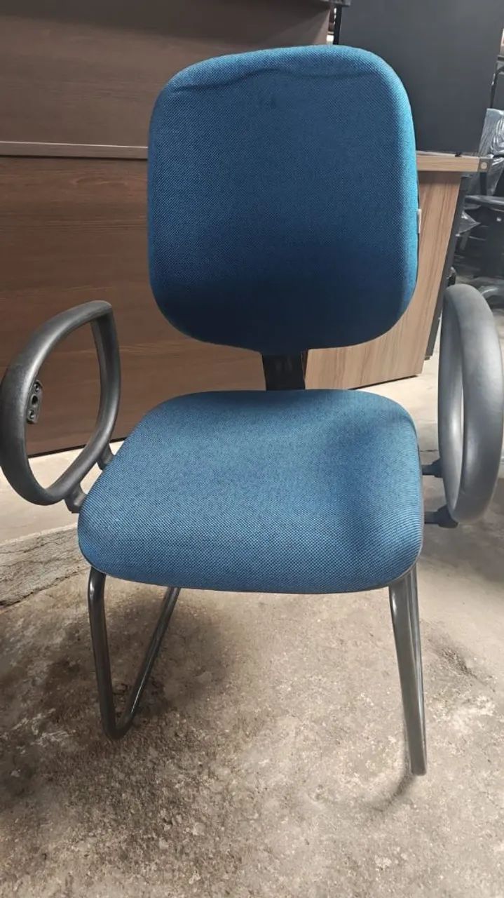 Cadeira DIRETOR  Escritório Azul com Braços  - Foto 3