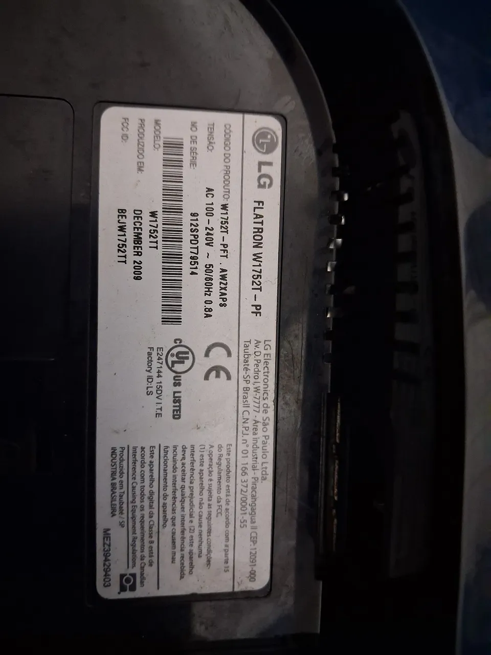 Monitor LG Flatron W1752T-PF