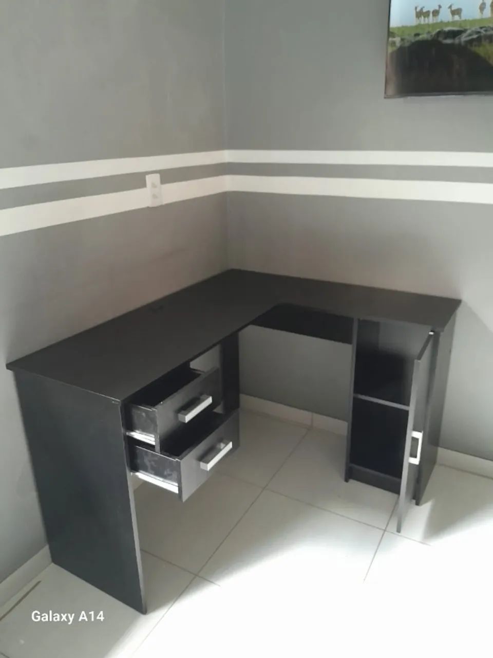 Mesa na cor preta em L  - Foto 2