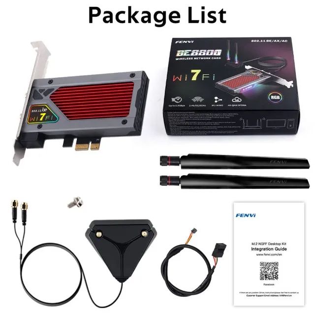 Adaptador Wi-Fi 7 e Bluetooth 5.4 FENVI PCIE 