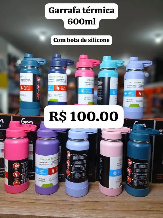 Garrafa Térmica 600ml com Bota de Silicone