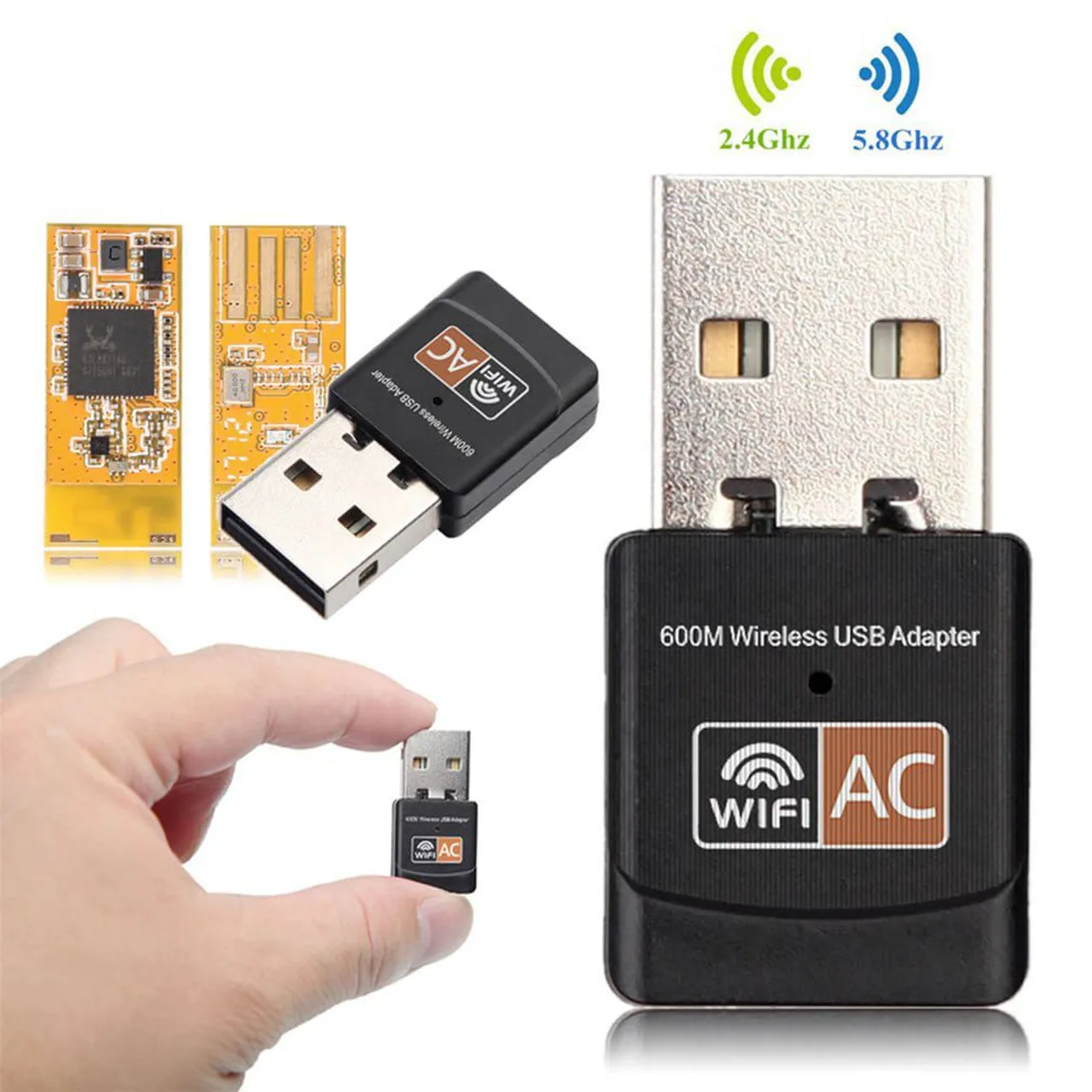 Adaptador Wi-Fi USB 600Mbps 2.4Ghz e 5.8Ghz - AC