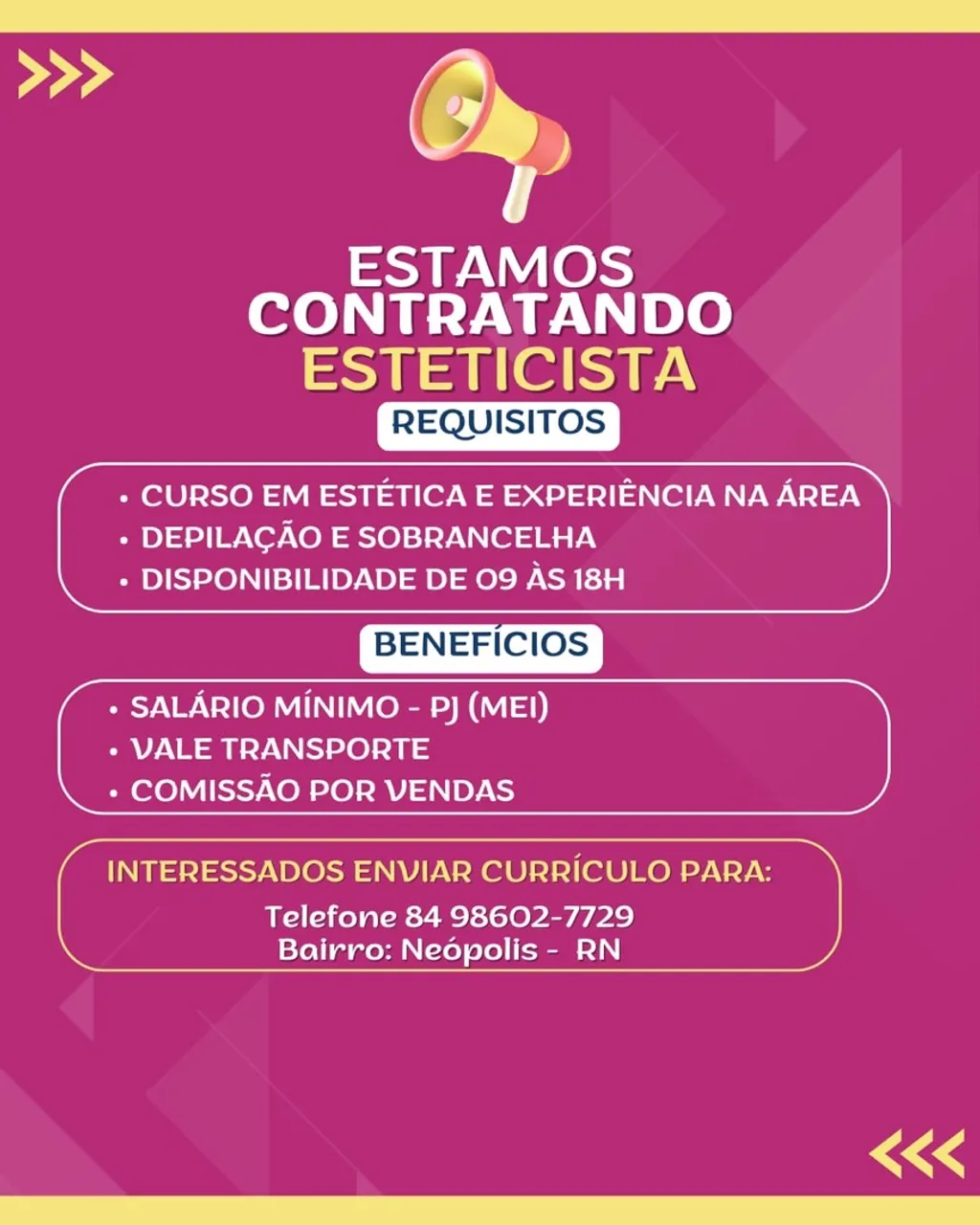 Vagas de emprego - Natal, Rio Grande do Norte
