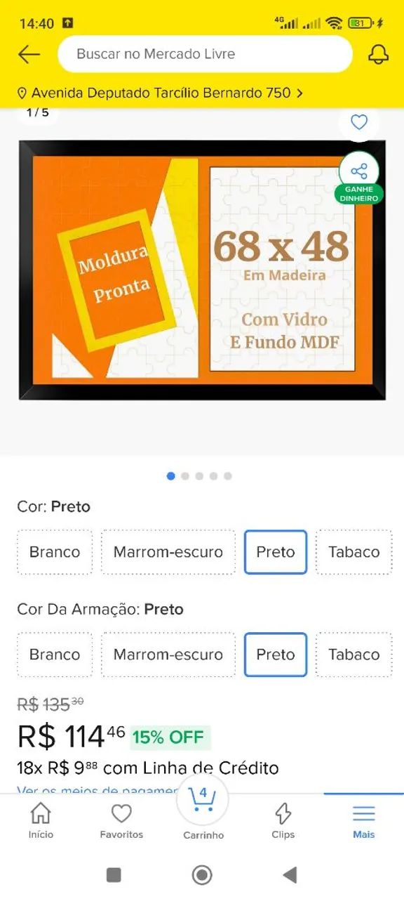 MOLDURA DE VIDRO - Preta 48cmx68cm - Foto 3