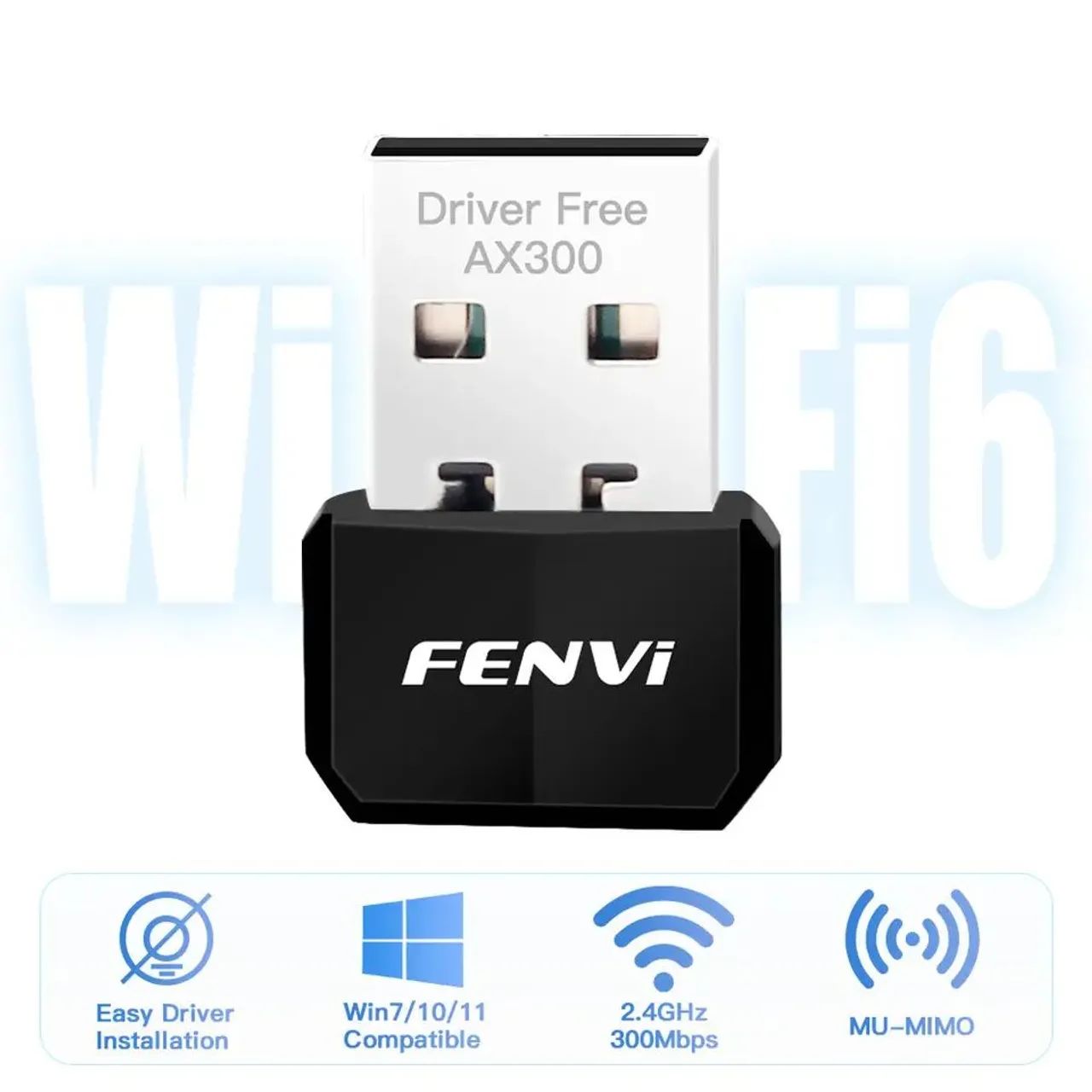 Adaptador Wi-Fi USB AX300Mbps - Driver Free - Fenvi
