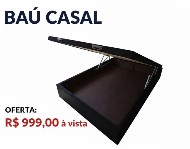 Baú Casal Preto Suede
