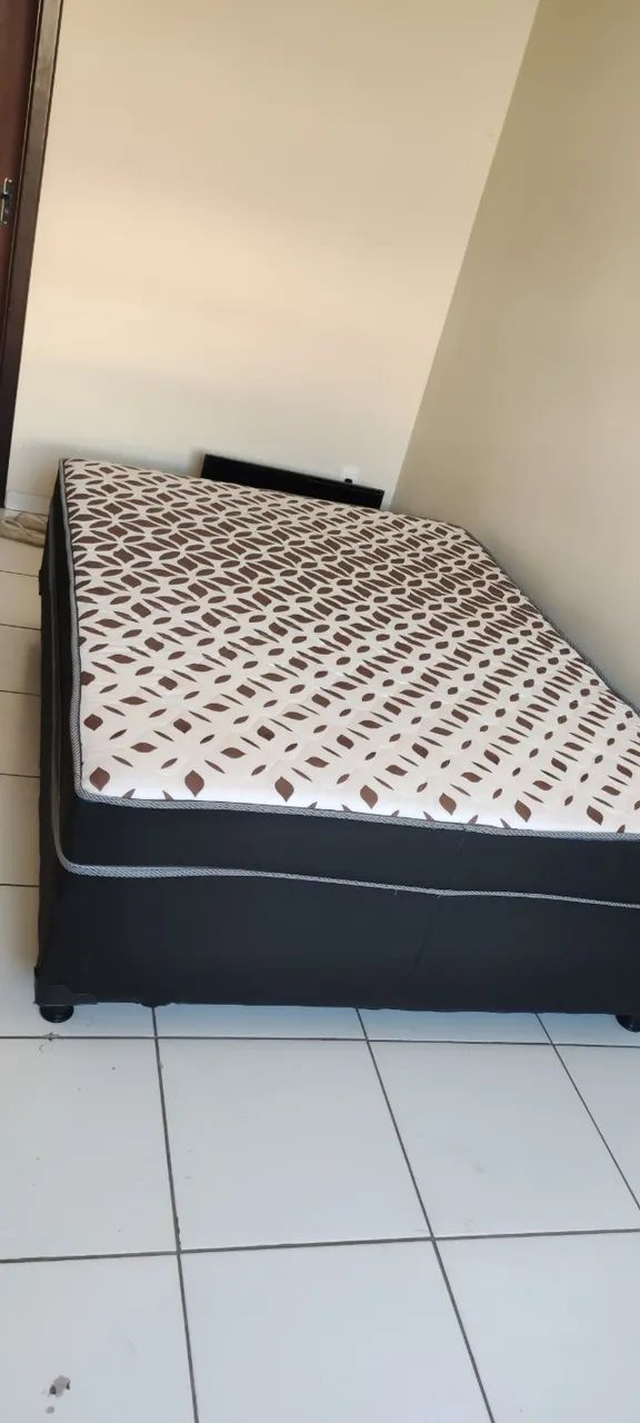 CAMA BOX CASAL COLCHAO DE MOLAS 1.38X1.88 MOVEIS COM GARANTIA