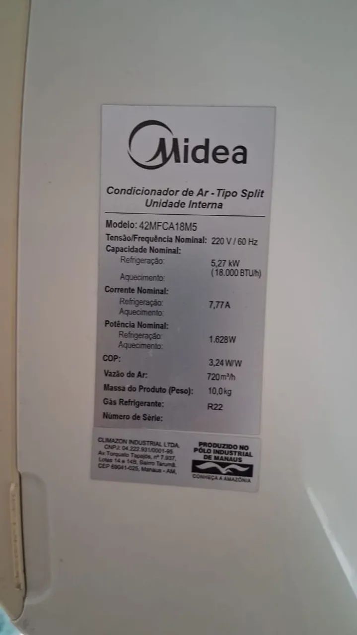 Ar condicionado Midea Split 18mil BTUs - Foto 2
