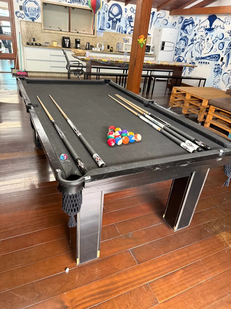 Mesa de sinuca 2 em 1 com tampa de ping pong