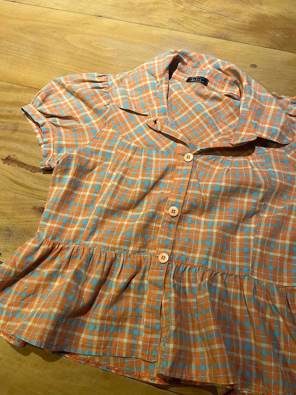 camisa xadrez boneca plissada  - Foto 3