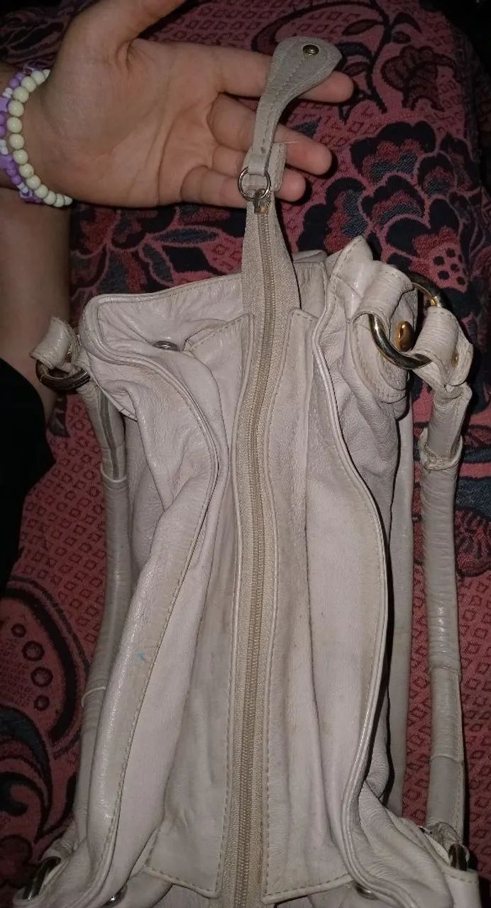 Bolsa em couro bege - Foto 5