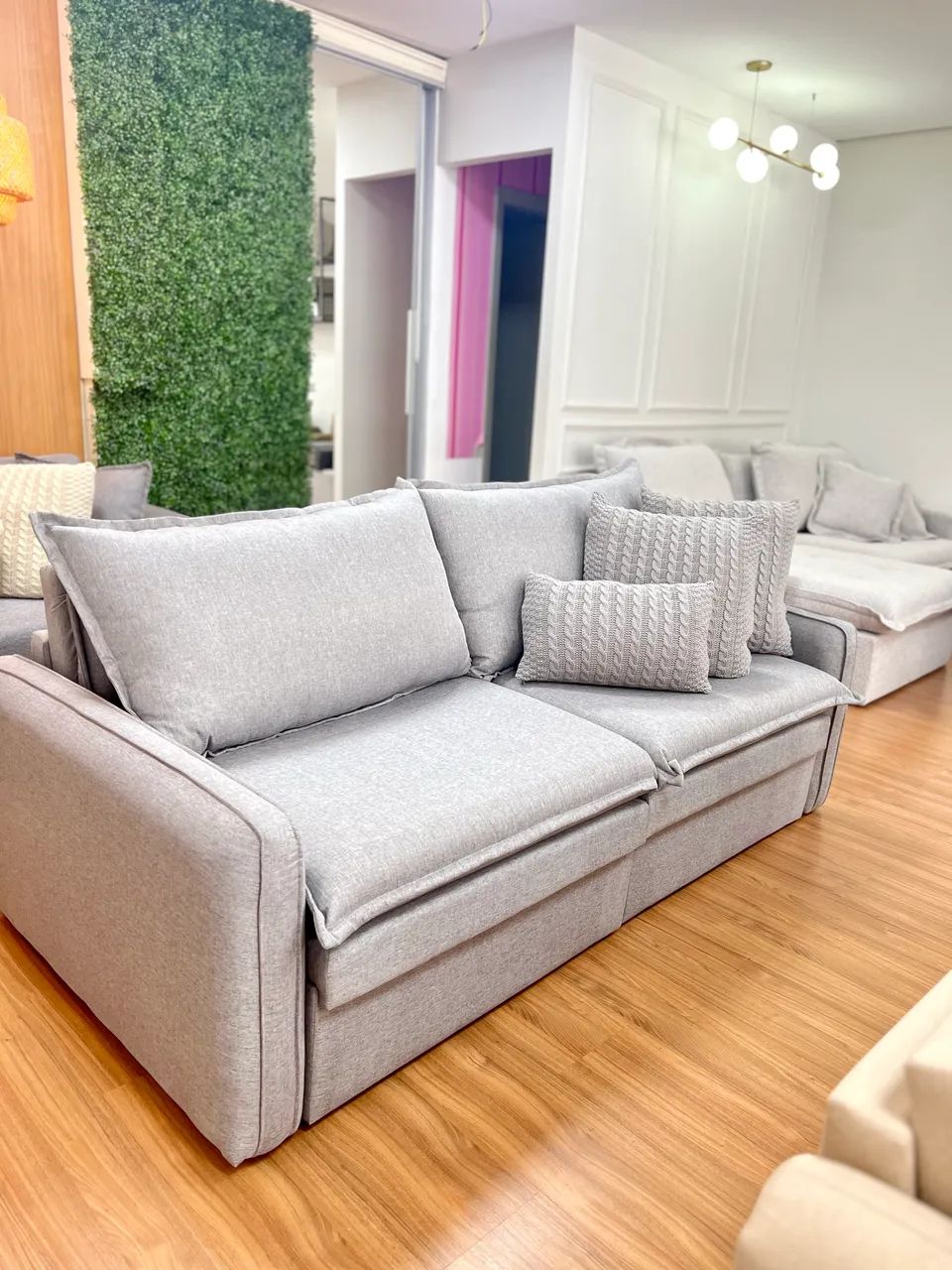 Sofa bau 2,10m linho cinza