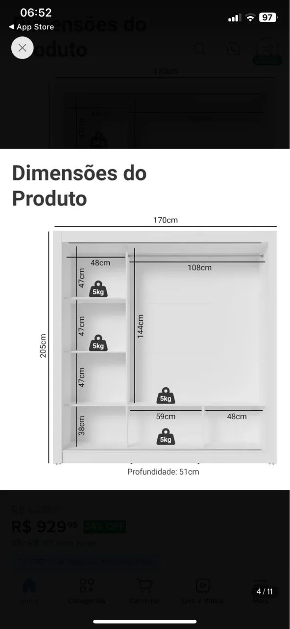 Guarda roupa de mdf branco - Foto 4