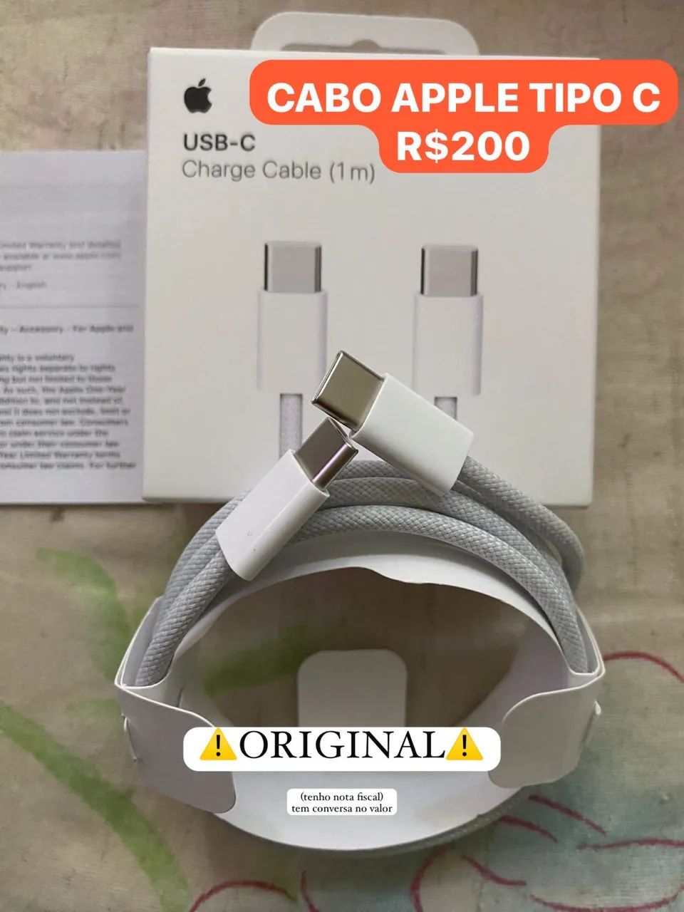 Carregador iPhone USB-C Tipo C Original Apple