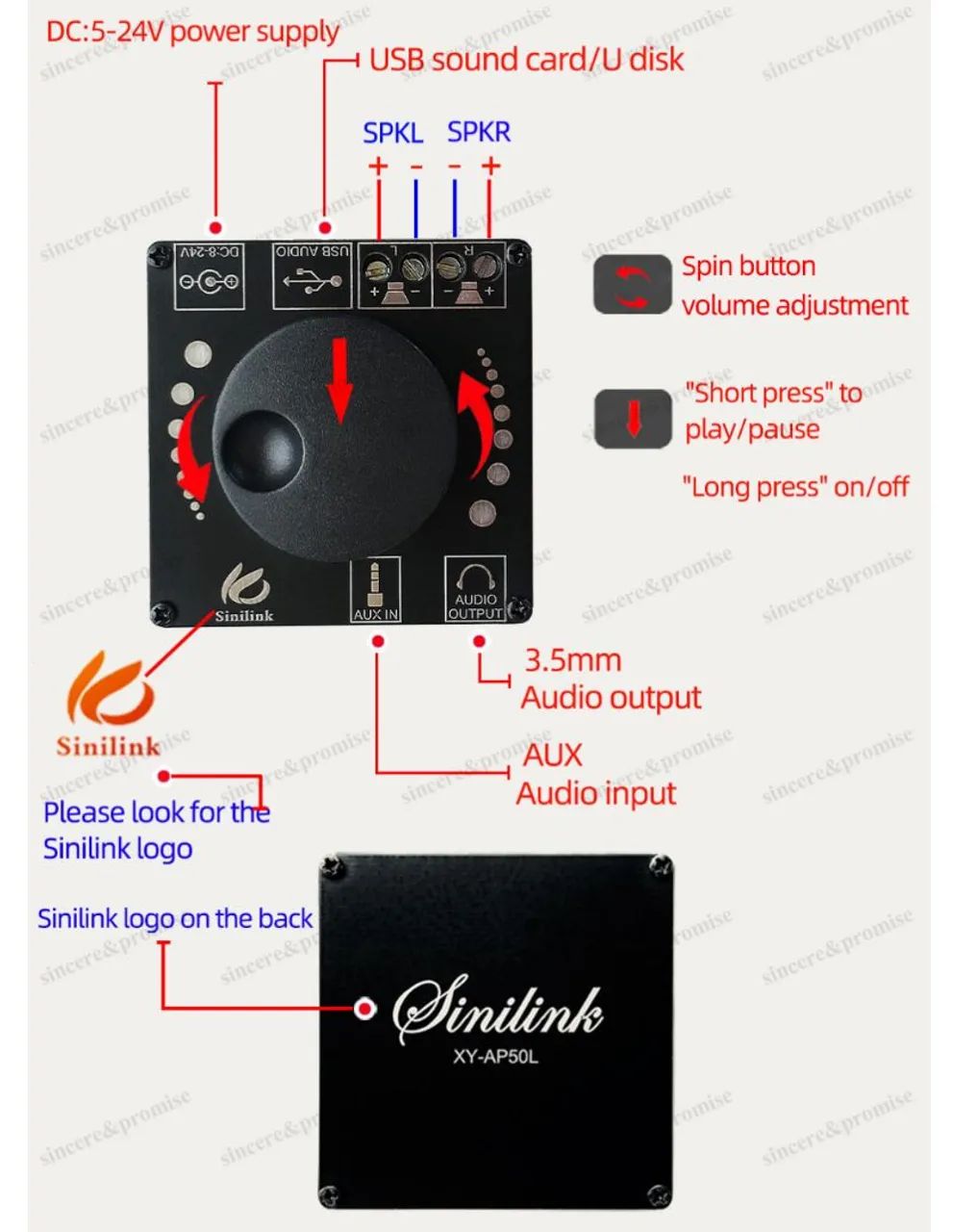 Amplificador digital 100w AP-50l 2x 50w Bluetooth Aux Fone USB-c Lançamento - Foto 5
