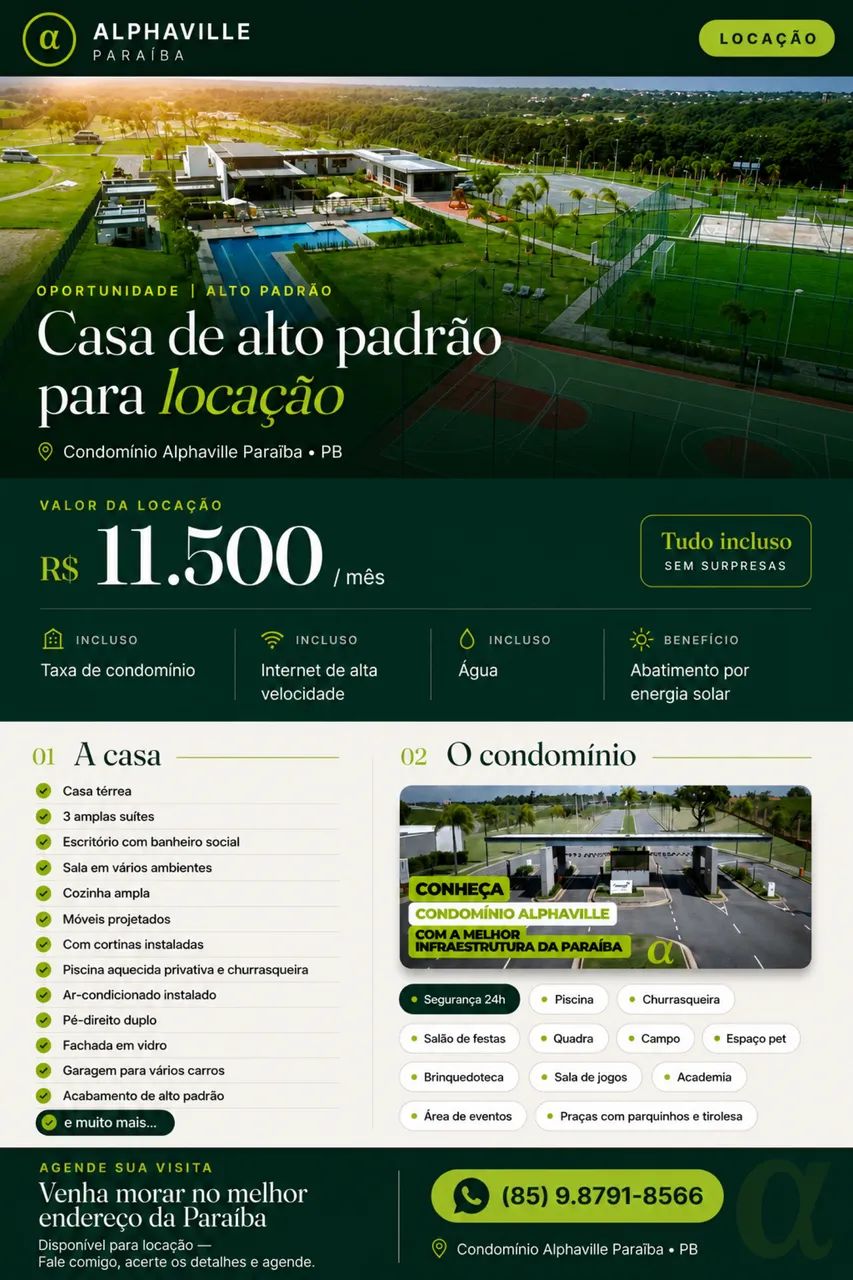 Casa para LOCAÇÃO no Alphaville PB