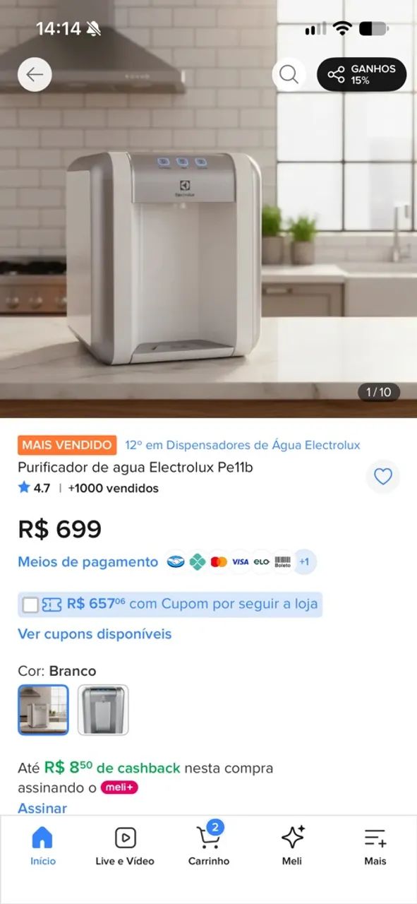 Bebedouro eletrolux
