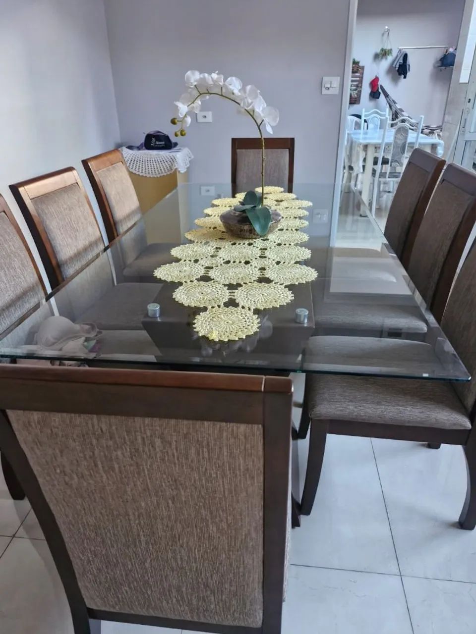Mesa de vidro com 8 cadeiras  - Foto 5