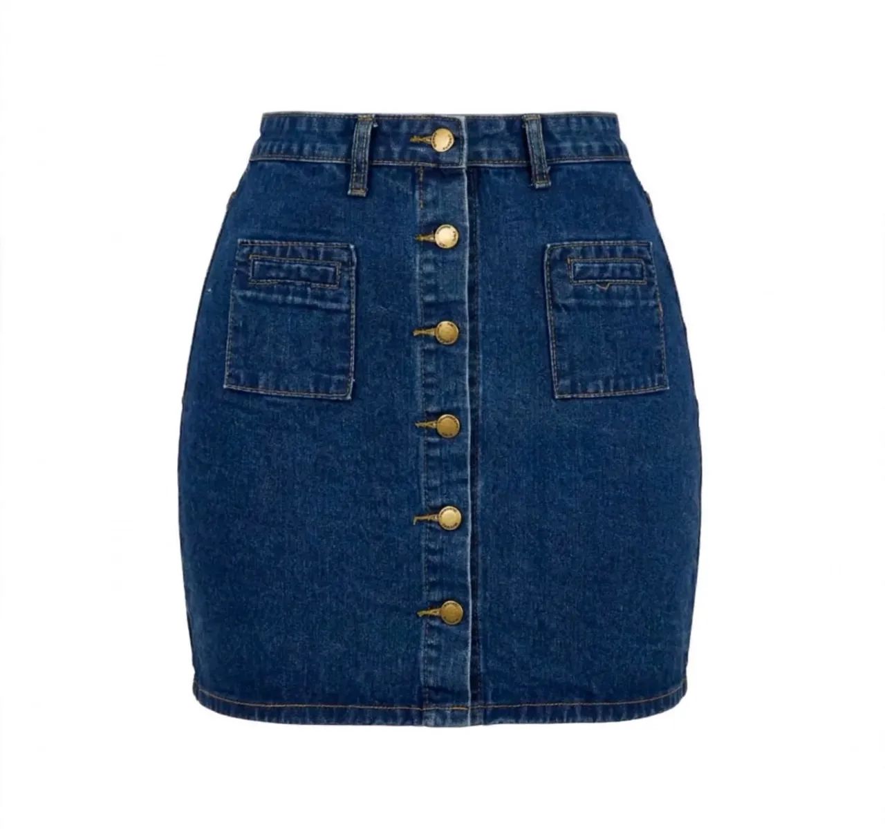 Saia Jeans com Botões - tamanho 42 