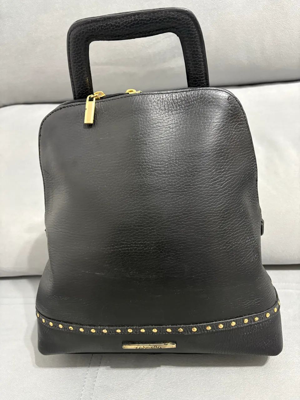 Mochila couro legítimo preta 