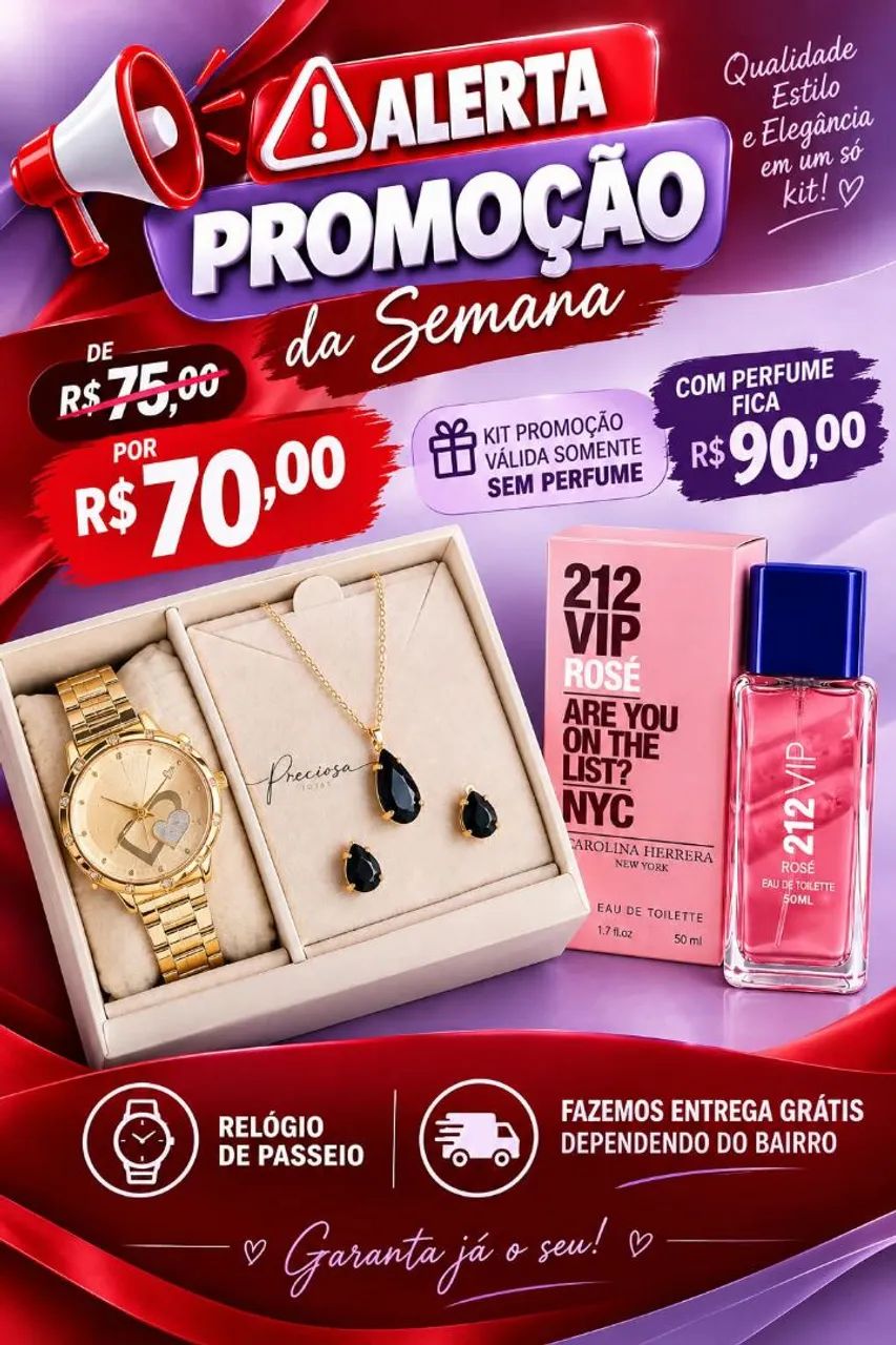 KIT RELÓGIO E ACESSÓRIOS FEMININO  - Foto 3