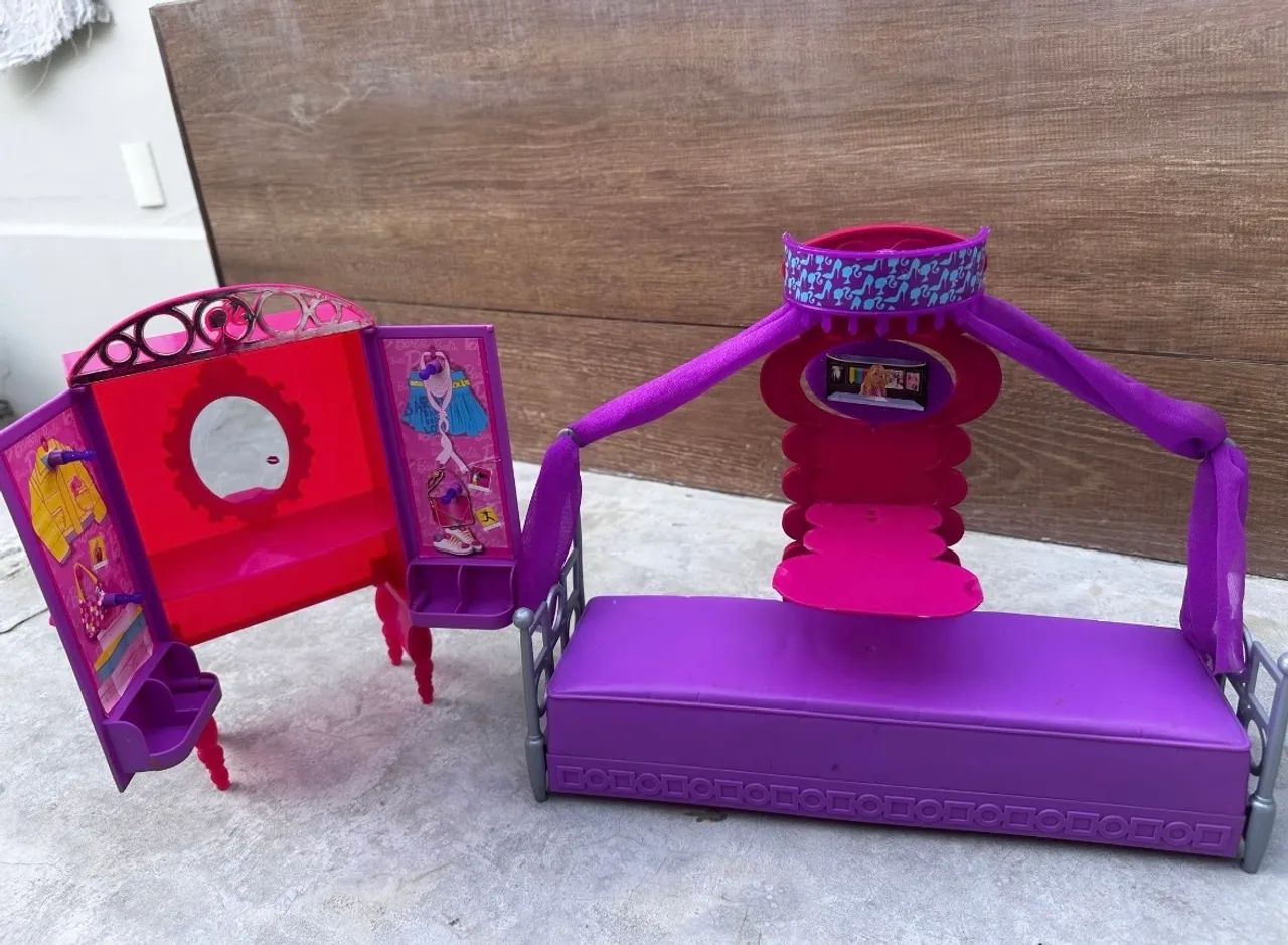 quarto barbie mattel cama e guarda-roupa - Foto 3