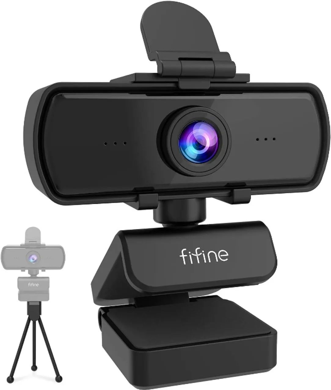 [Novo] Webcam FIFINE K420 2K 1440P USB com Microfone e Tripé, PC, Streaming, Home Office