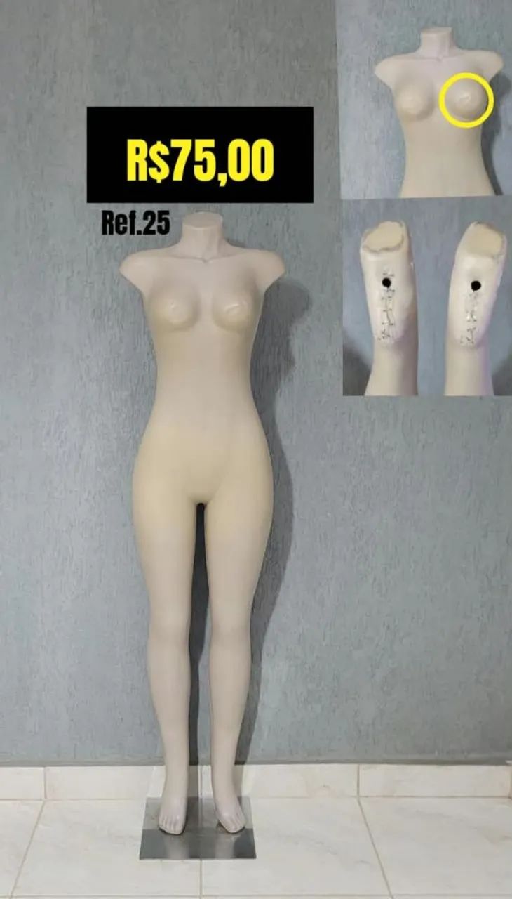 Manequim feminino com avarias 