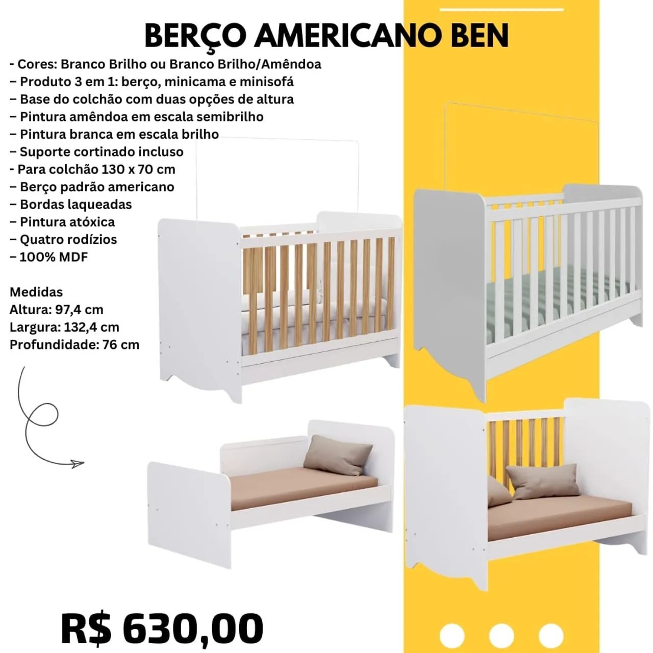 Berço Americano Ben - Entrega para todo RJ 