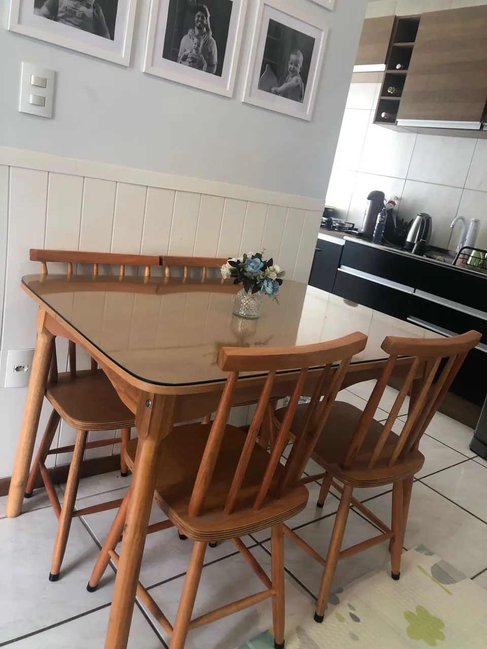 Mesa de madeira maciça com vidro temperado sob medida 65171914704642121