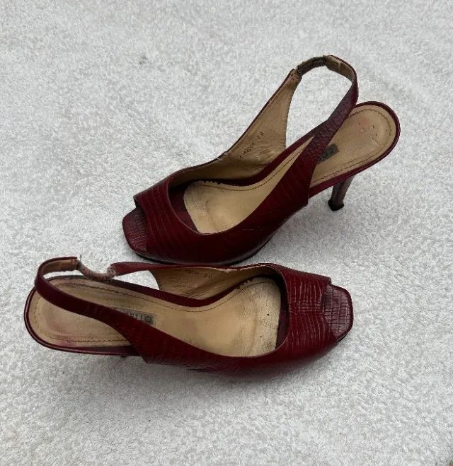 peep toe corello slingback vinho croco 38 - Foto 3