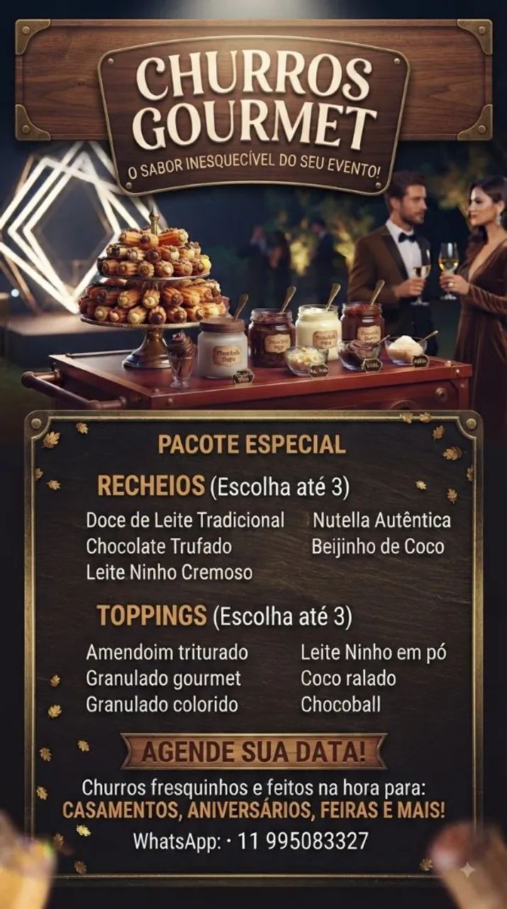 Churros Gourmet à Vontade para o seu Evento!