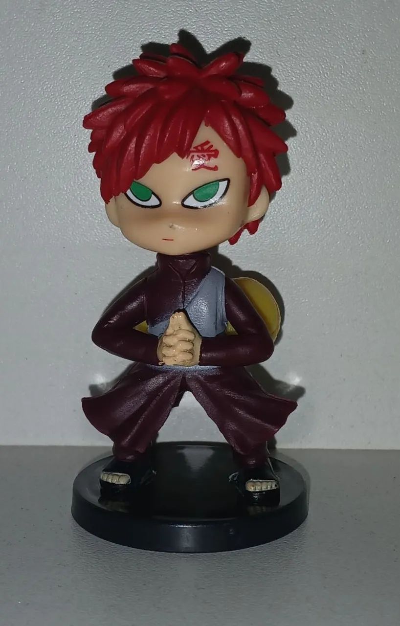 BONECO ACTION FIGURE MINIATURA NARUTO SHIPPUDEN GAARA COLADO NA BASE