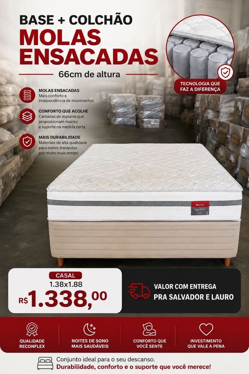 Cama de casal : molas ensacadas, cama Box 